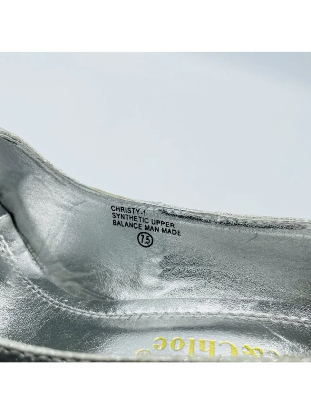 Chase & Chloe Shoes Womens Size 7 Silver Glitter Shiny Heels Stiletto Pumps Slip